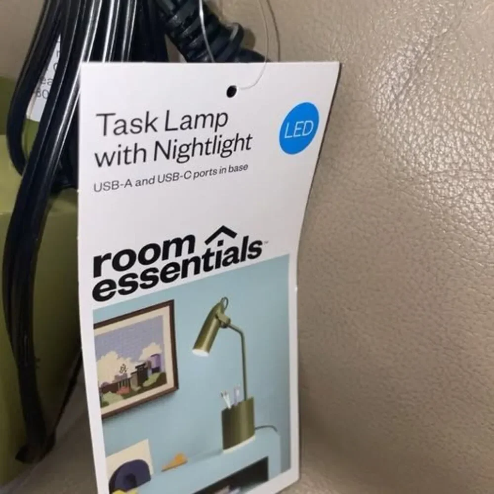 Modern Green Table Lamp Task Charging Phone Desk Holder NWT Flexible Design Room